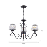 Lámpara de araña vintage con prismas de cristal, estilo cónico, luces colgantes negras de 3/6/8 y brazo de desplazamiento